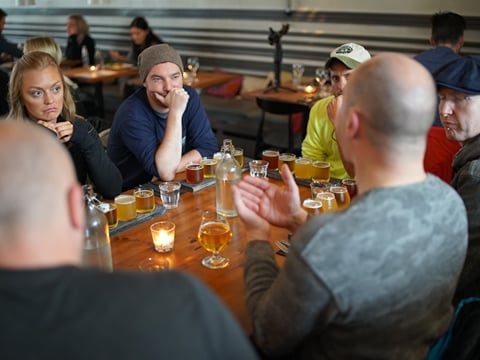 A group of guests enjoying themselves on The Reykjavik Beer & Booze Tour