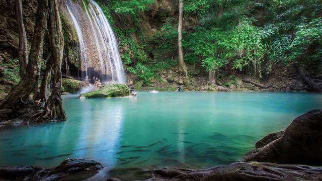 Unspoiled Outdoors-Thaka Floating Market & Erawan Falls   