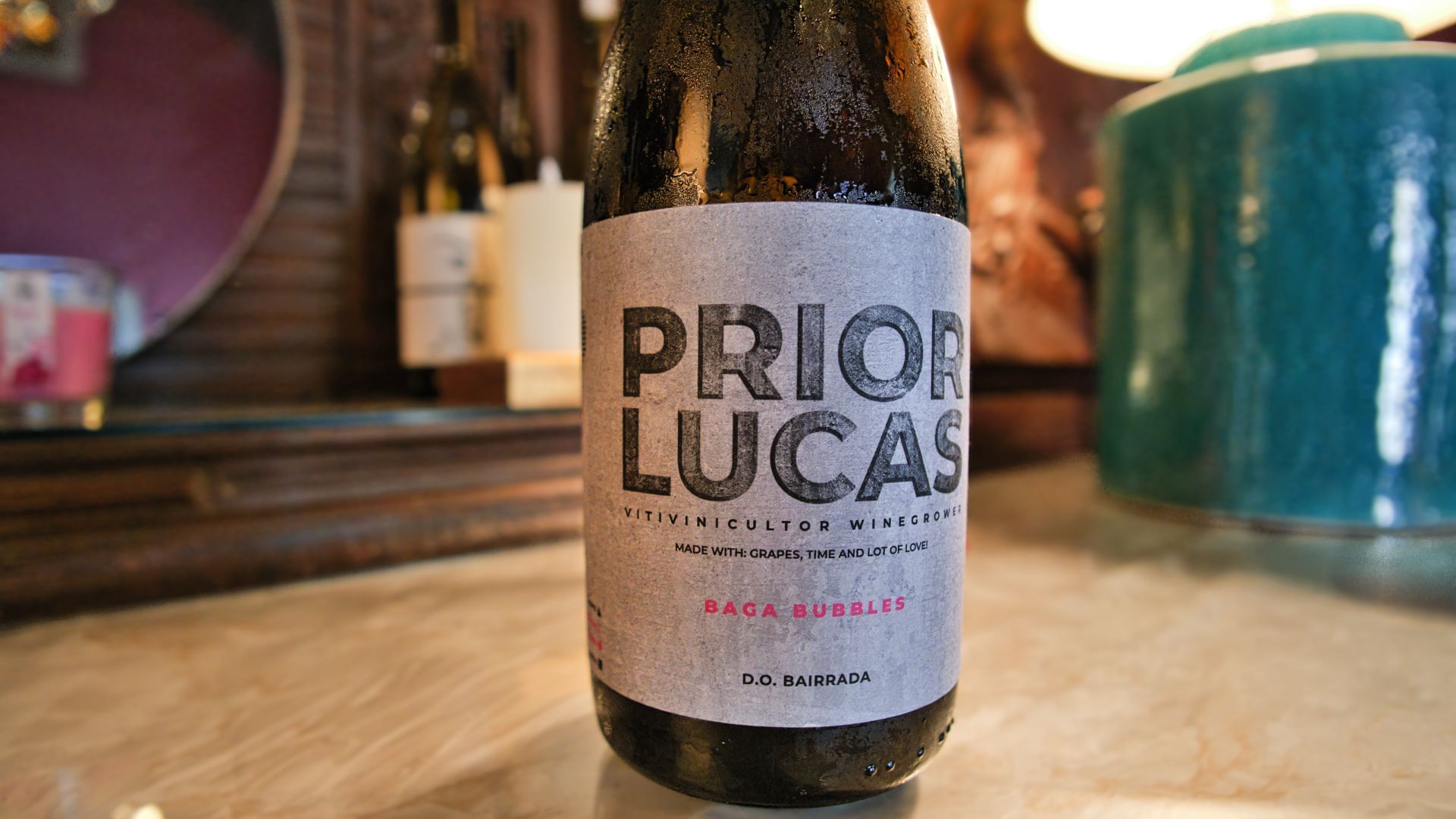 Bottle of Bairrada wine served during a regional Portuguese wine tasting in Porto