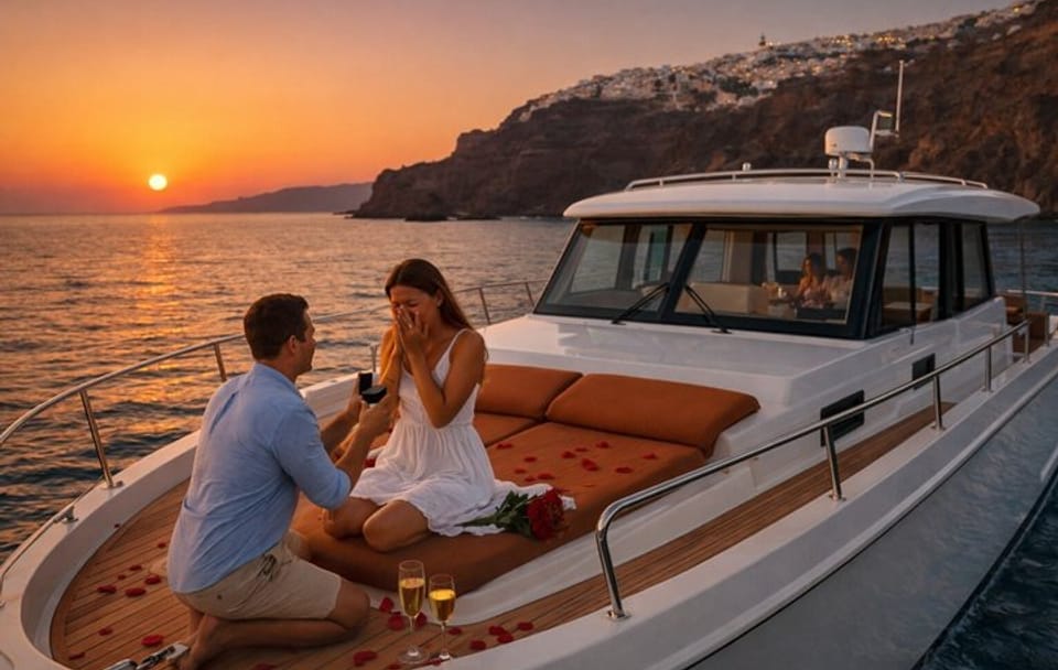 Private Luxury Yacht Cruise around Santorini's Coastline