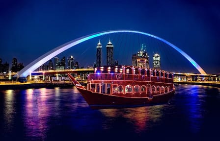 Dubai Water Canal Dhow Cruise with Dinner – Surprise Tourism