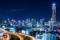 The Bangkok skyline at night