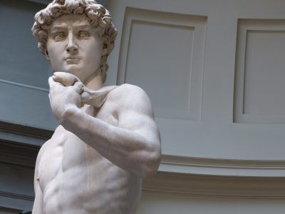Close-up of Michelangelo's David 
