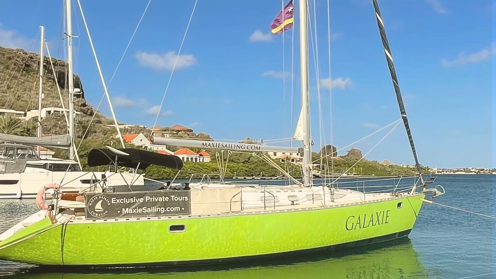 Sailing yacht Galaxie docked at the seru boca marina in Curacao