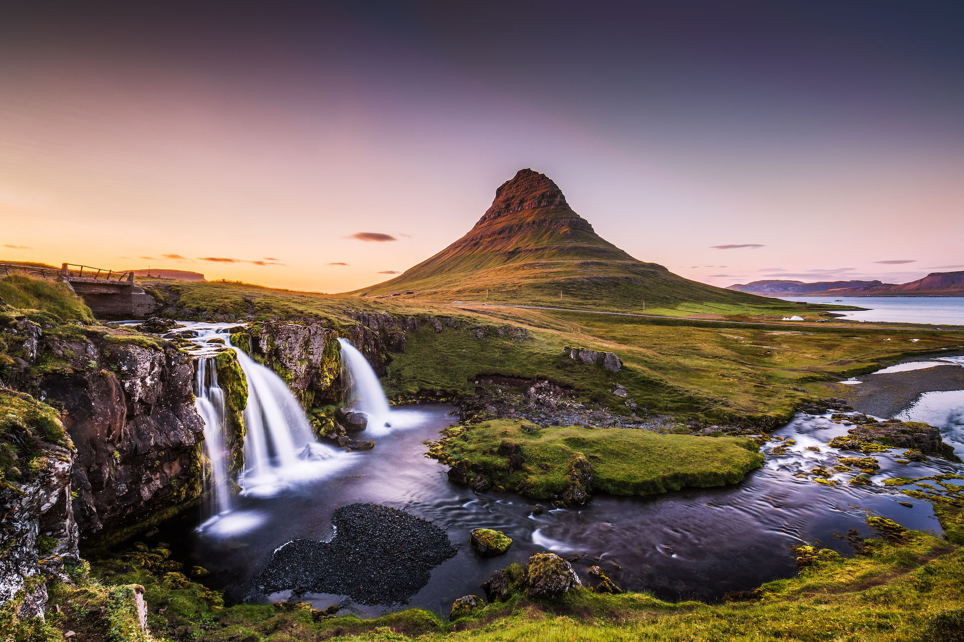 Mt Kirkjufell and Kirkjufell waterfall at Snæfellsnes Peninsula