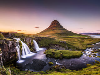 Mt Kirkjufell and Kirkjufell waterfall at Snæfellsnes Peninsula