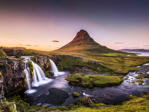 Mt Kirkjufell and Kirkjufell waterfall at Snæfellsnes Peninsula