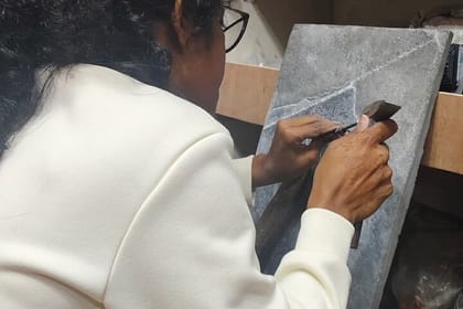 Traditional Stone Slate Carving Workshop in Kathmandu