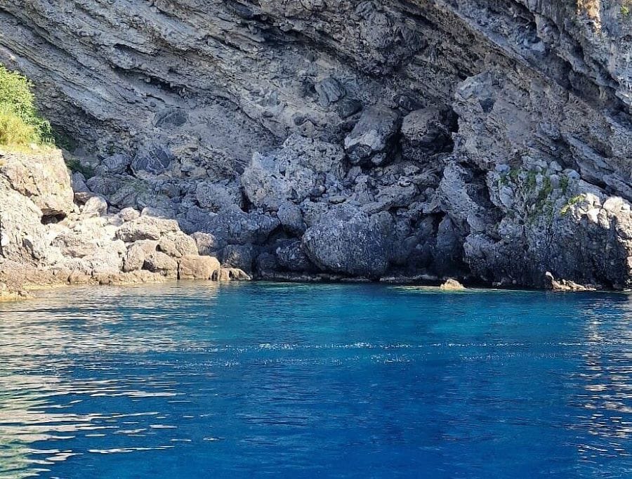 Sea cave with turquoise waters along the coast of Bagnara Calabra