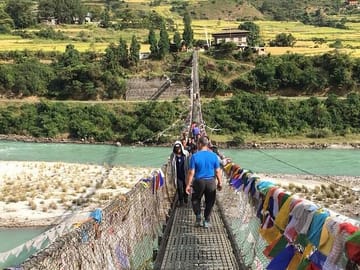 Bhutan's longest suspension bridge in Punakha valley