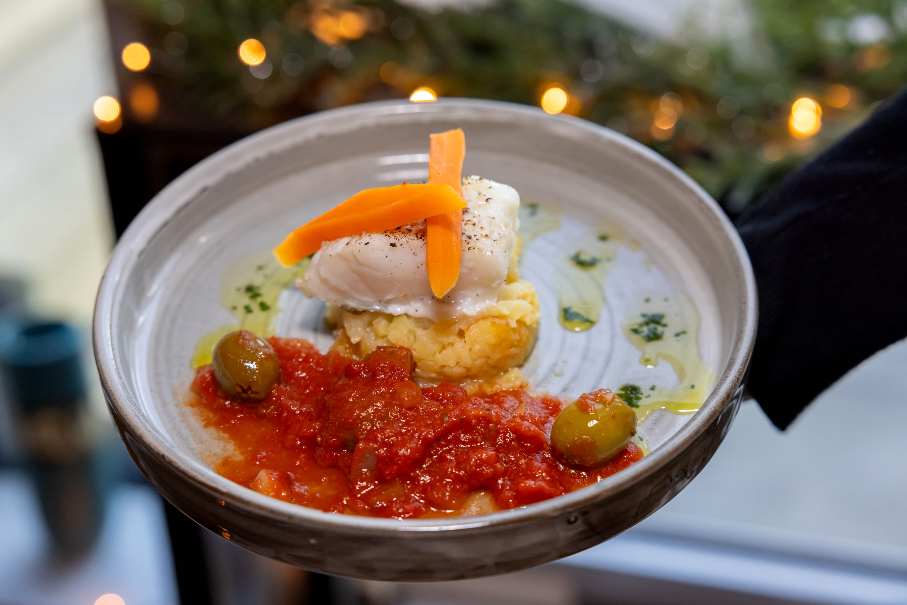 A nicely presented plate of food.