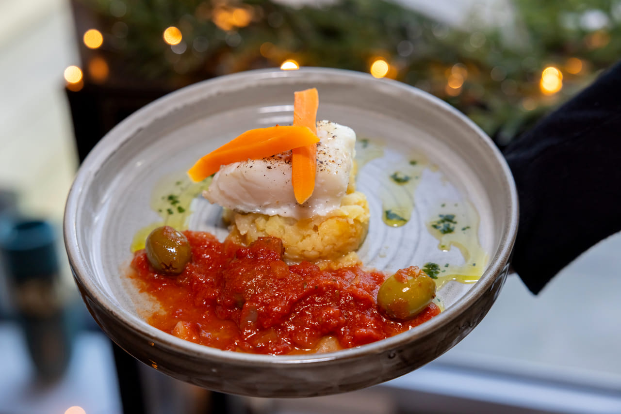 A nicely presented plate of food.