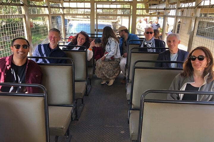 Group on open-vehicle lion safari at Lion and Safari Park near Johannesburg