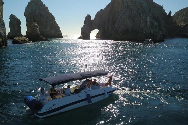 Circle the magnificent Cabo Arch and explore hidden coves aboard your sleek private yacht!