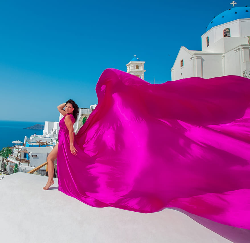 Santorini flying dress photo 3
