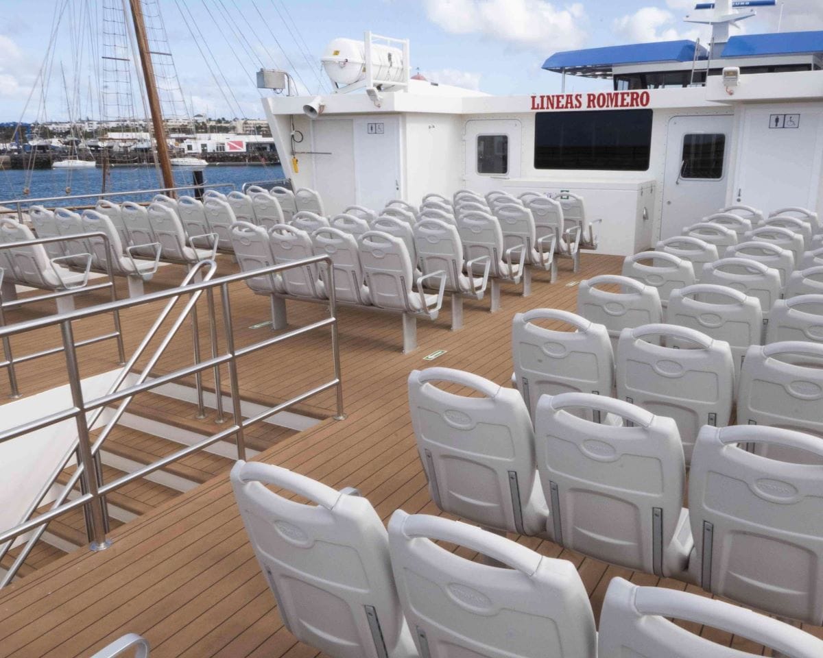 Outdoor seating area on ferry