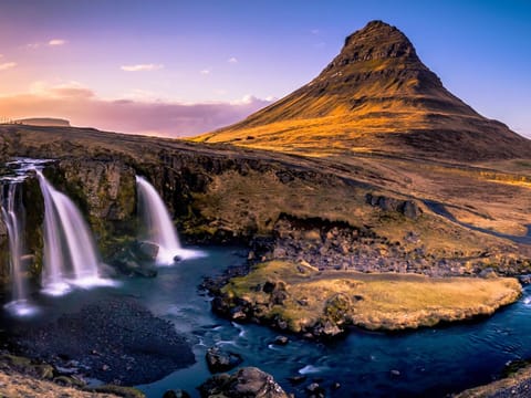 Kirkjufell mountain and Kirkjufellsfossar waterfall