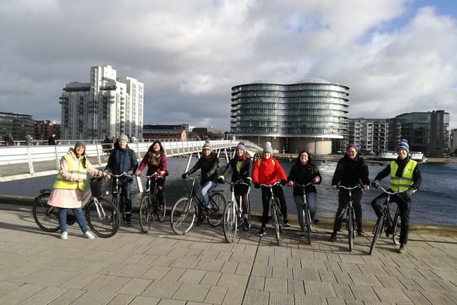 group by a bike bridge