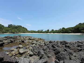 Manuel Antonio National Park safest swimming beach. View from the Turtle trap