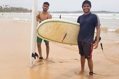 Surfing in Weligama