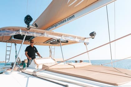 Santorini Luxury Catamaran Cruise, with Lunch, BBQ, drinks and transfers