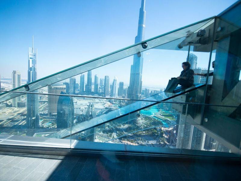 Dubai Sky View Glass Slide tour & Marina Dhow Dinner Cruise with Private Transfers