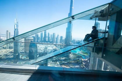 Dubai Sky View Glass Slide tour & Marina Dhow Dinner Cruise with Private Transfers