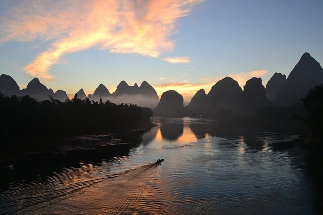 Li River Electric Boat, Xianggong Hill, Yulong River Biking Tour 