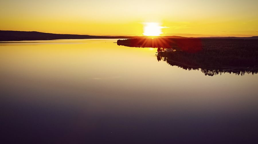 Peaceful lake during the golden hour