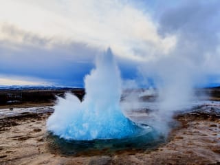 Strokkur hot spring in the Geysir hot springs geothermal area