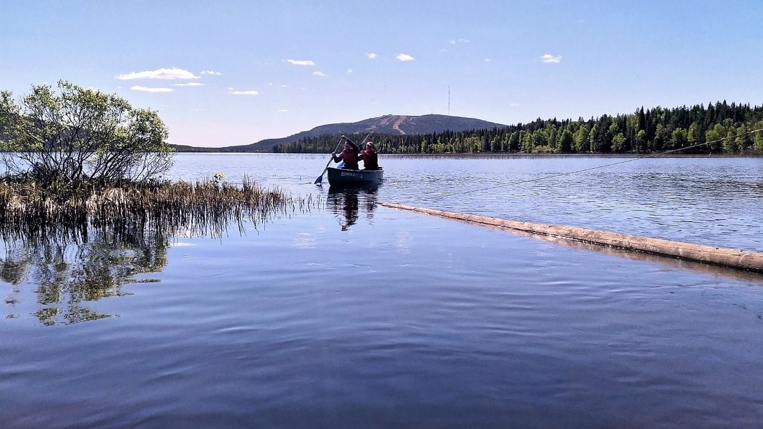 Paddling in the middle of Lappish nature