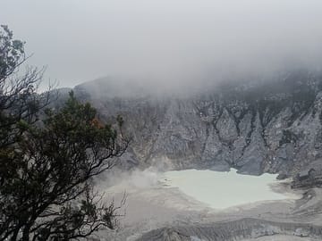 Volcano and Domas Crater of Hot Stony Bubble from Jakarta Lunch