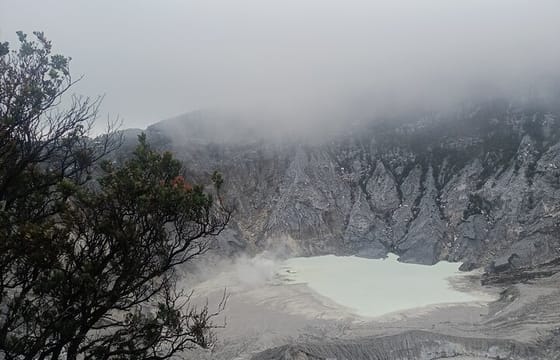 Volcano and Domas Crater of Hot Stony-bubble from Jakarta Lunch