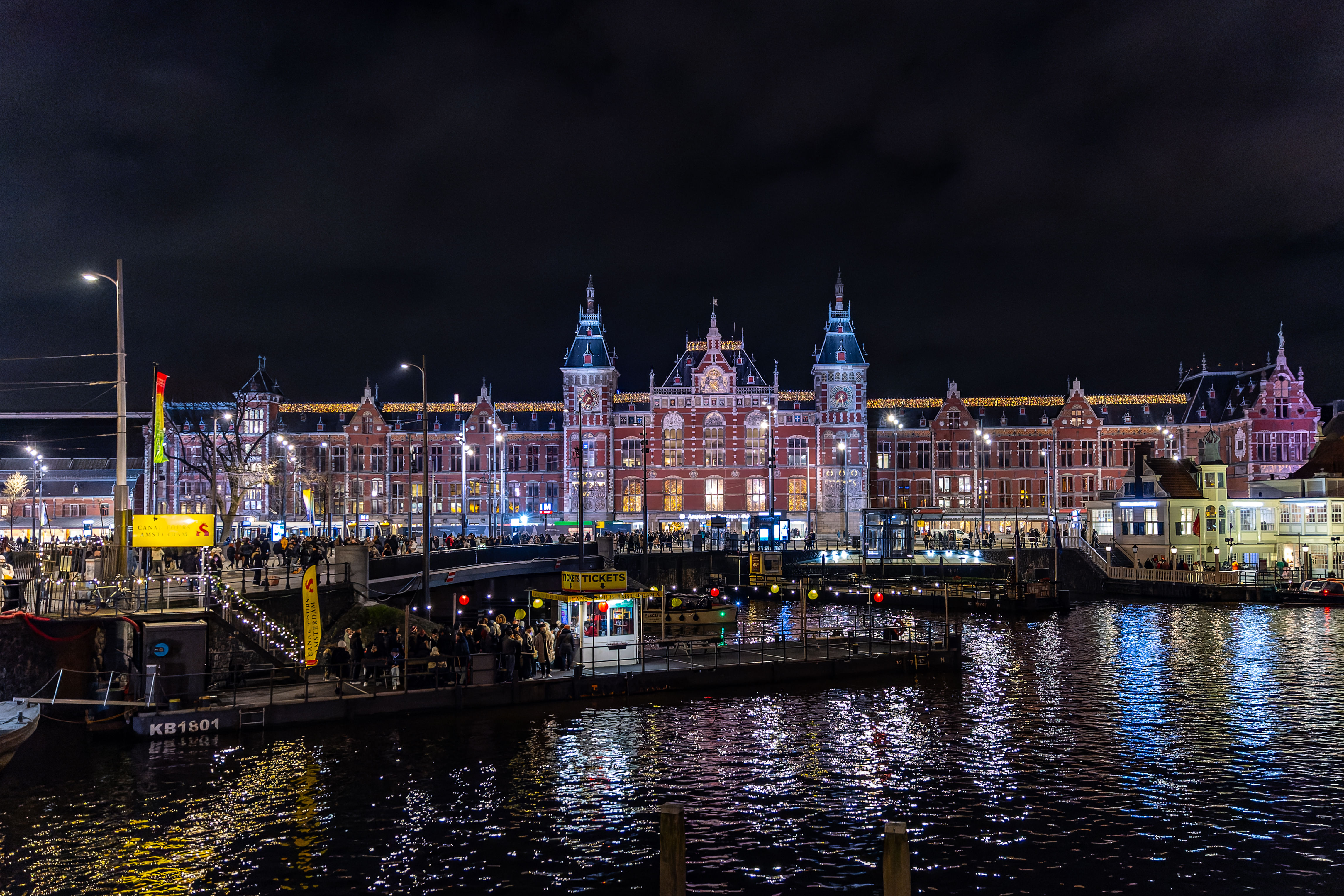Amsterdam Central Station by night