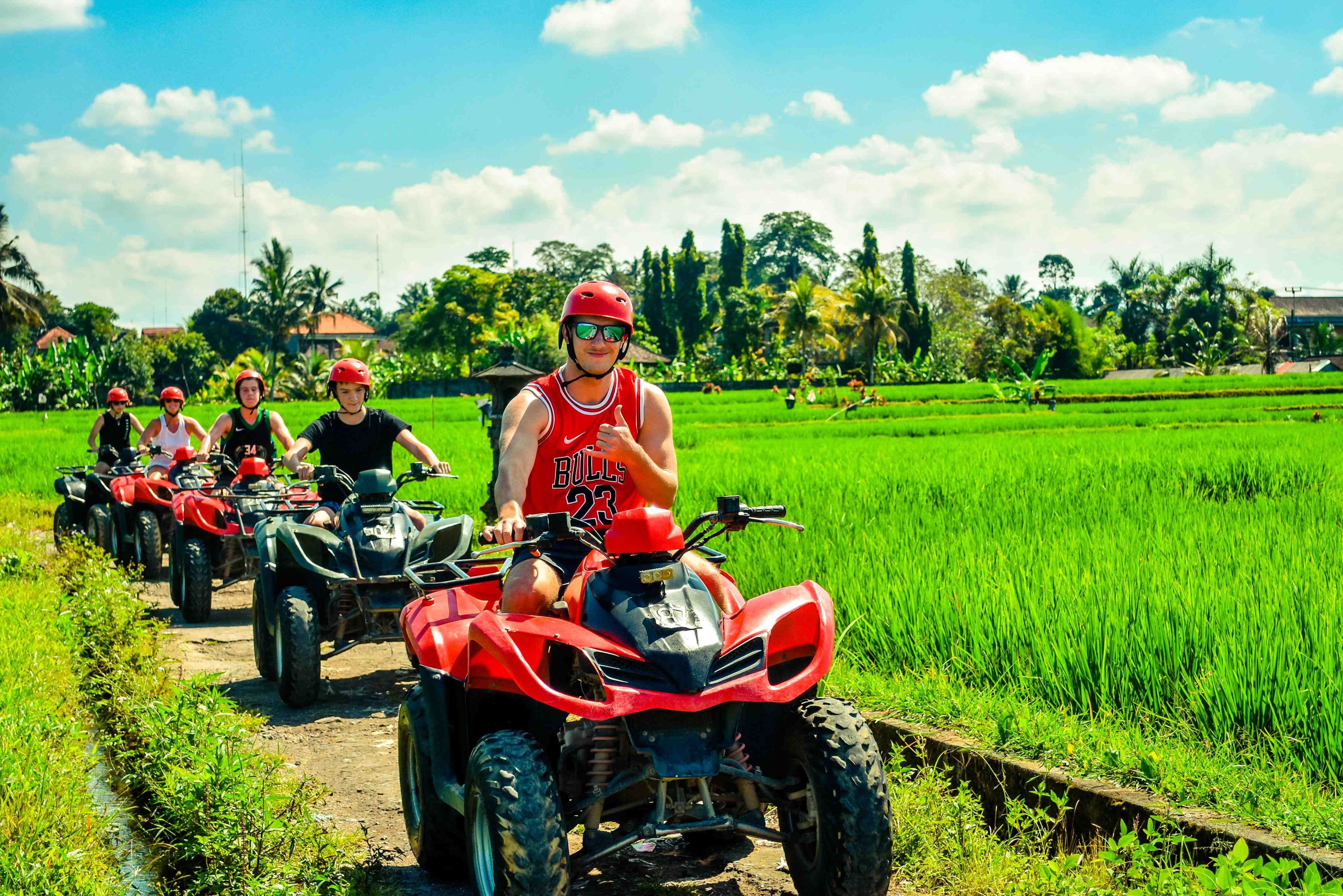 ATV through the rice fields
