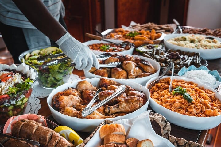 Freshly prepared lunch on board, made with care by our skilled chef