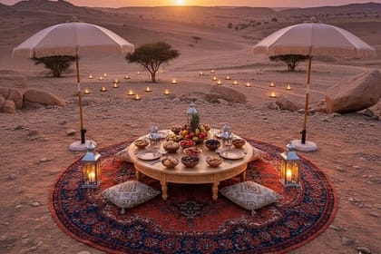 Marrakech: picnic Setup with the Sunset in Agafay desert & Pics