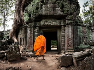 Monk at TaProm Temple, Siem Reap, Cambodia.