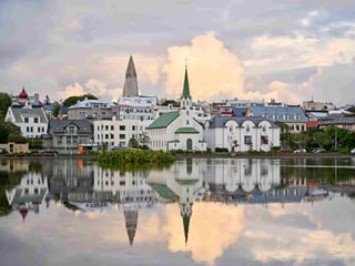 A picture of downtown Reykjavik taken from the Pond.