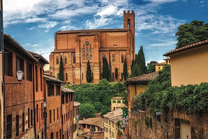 External view of San Domenico Basilica in Siena