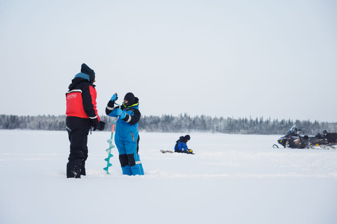 Ice Fishing and Snowmobile Safari Combo in Lapland 8