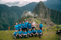 Inca Trail hikers at Machu Picchu