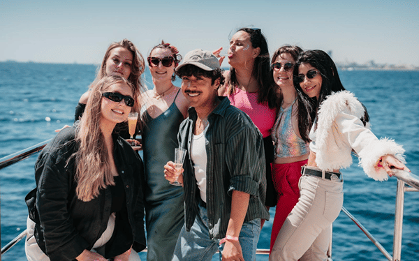 A group of friends on the bow