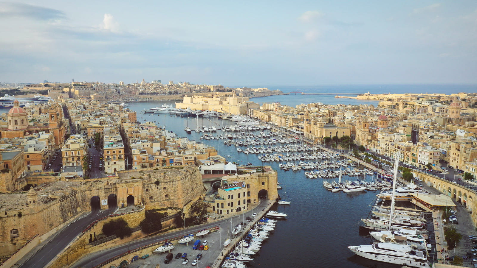 View of the marina and waterfront found in Malta's three cities
