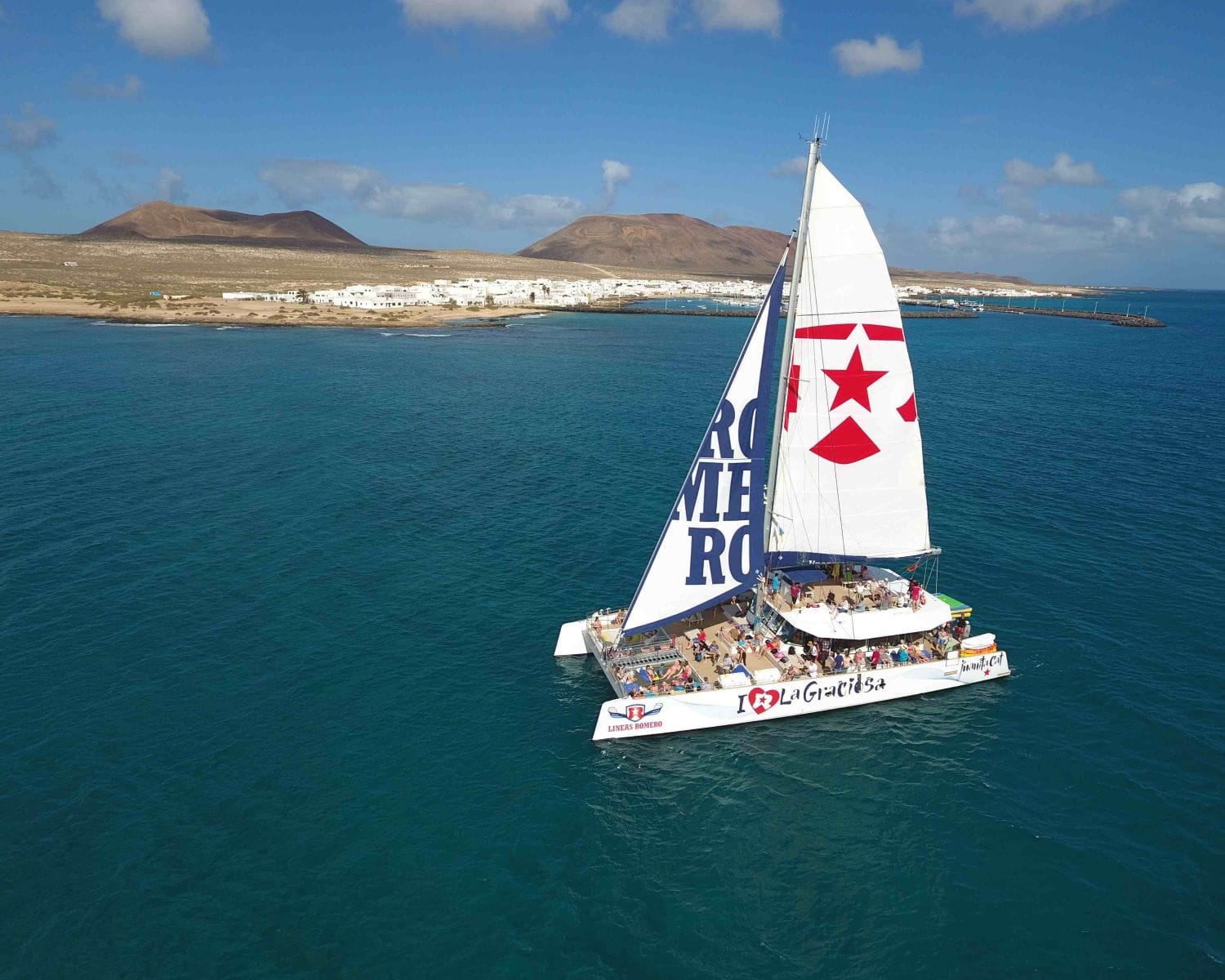 Catamaran on the sea at La Graciosa
