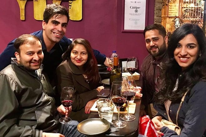 Enjoying wine