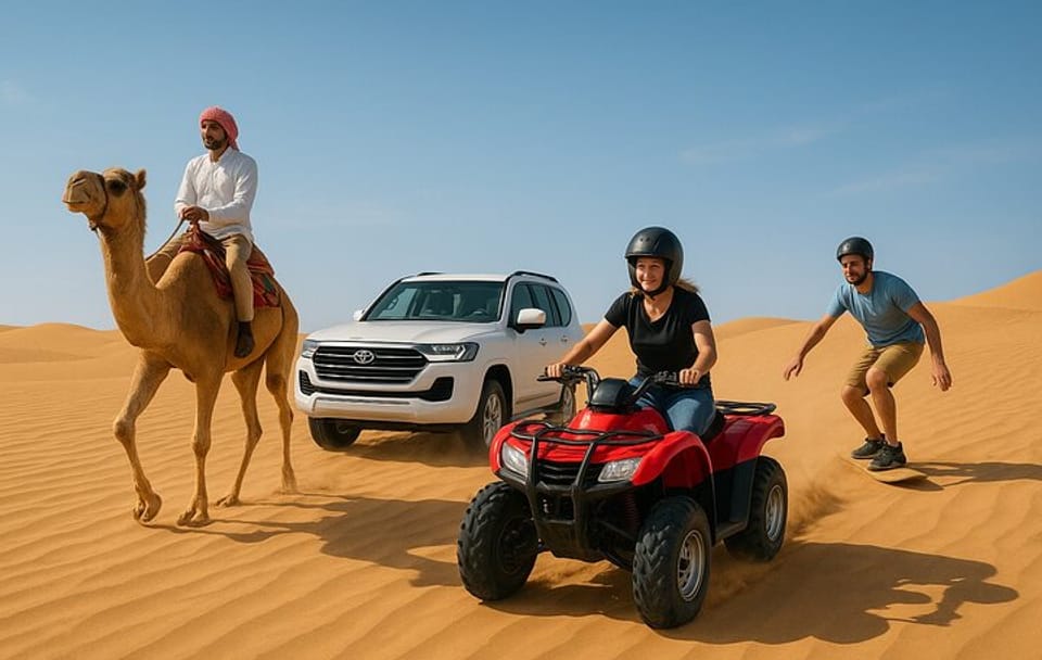 Dubai Desert Adventure: Quad Biking, Camel Ride & Sandboarding