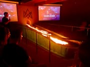 real molten lava flowing into the showroom