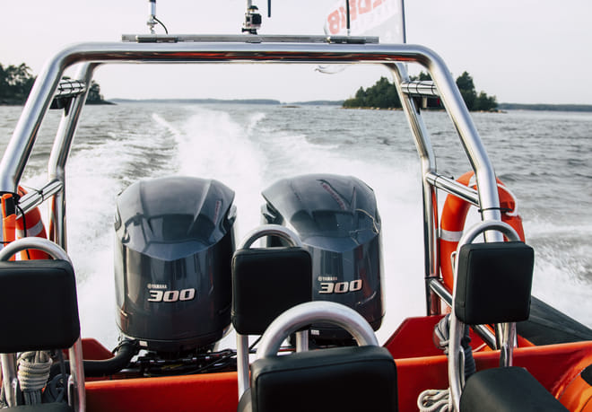 Our full size RIB moves up to 100 km/h if needed.