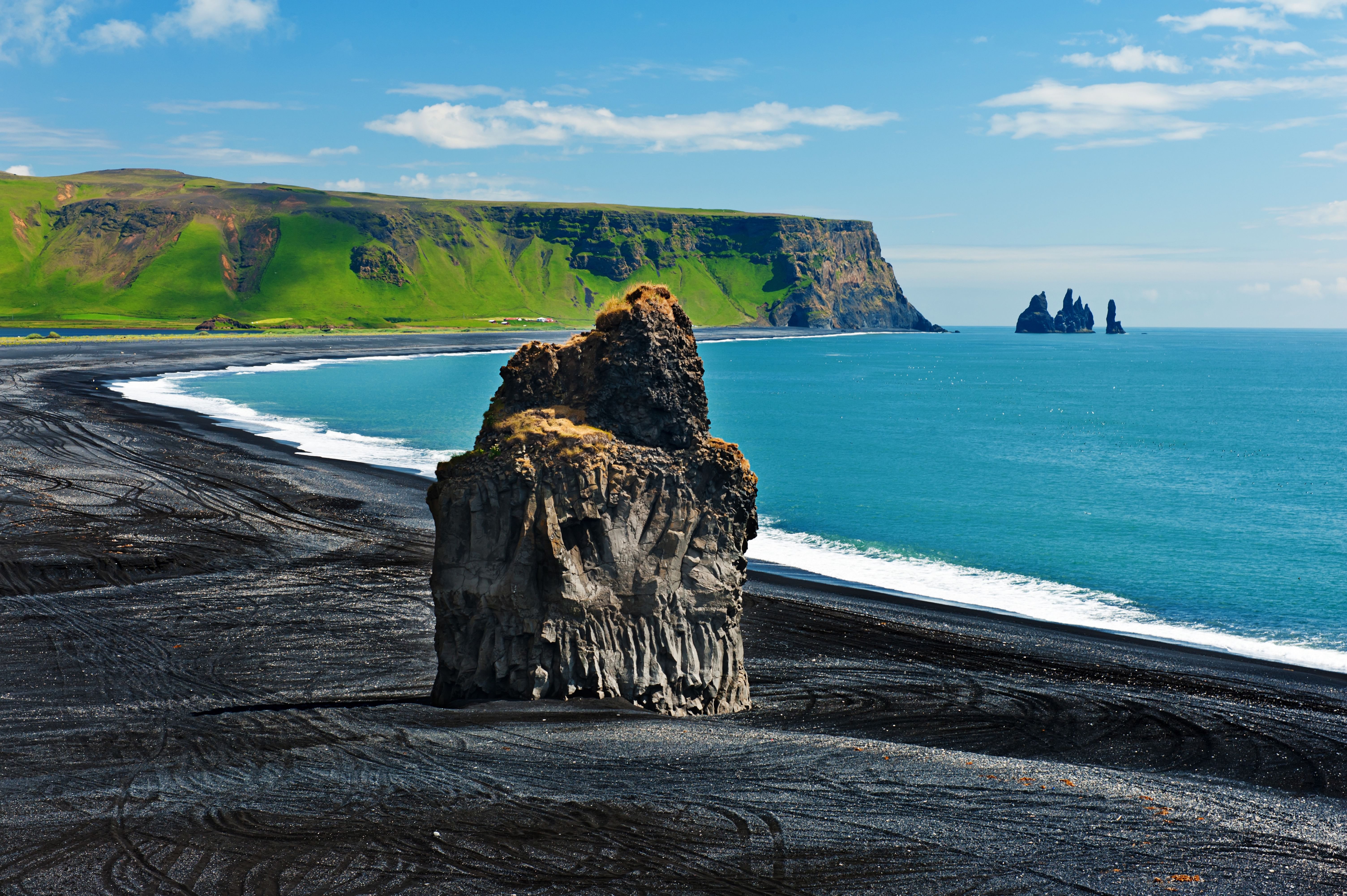 Reynisfjara Black sand Beach in South Shore of Iceland